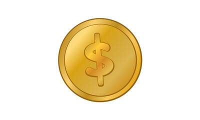 gold dollar coin on white background