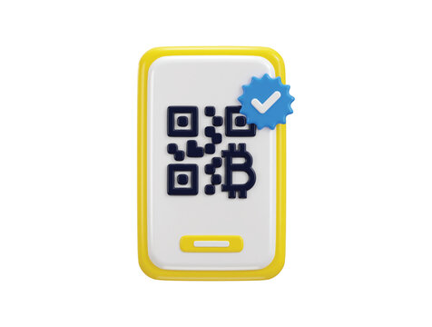 Smart phone with qr code scanner verified icon 3d render