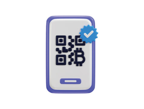 Smart phone with qr code scanner verified icon 3d rendering vector illustration