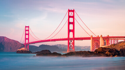 Scenic view on Golden Gate bridge in San Francisco USA.