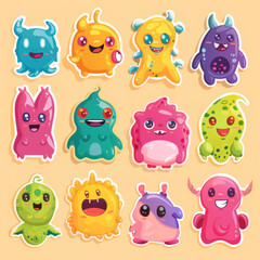 sticker production, set of animals, set of cartoon animals, Illustrations cute character