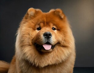 Cute chowchow on a plain dark background