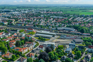 Nördlingen, die zentrale Stadt des Geopark Ries im Luftbild