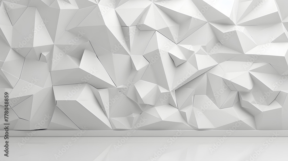 Poster 3d render of white polygonal background with copy space