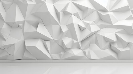 3d render of white polygonal background with copy space