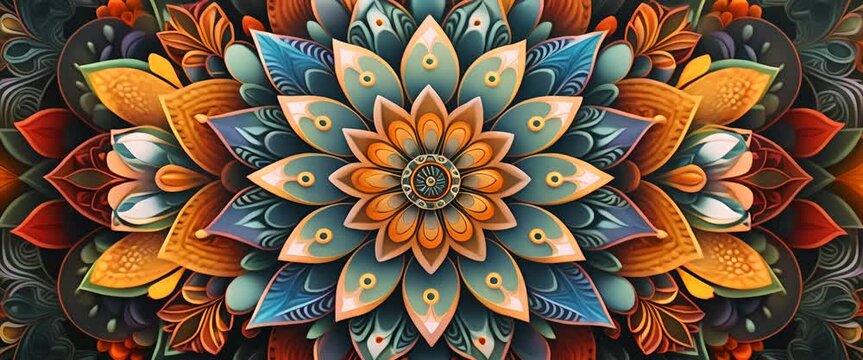 Ornate mandala design, spiritual symmetry, intricate patterns