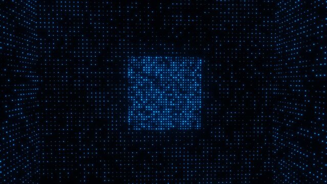 Abstract blue neon disco cube vj loop animation