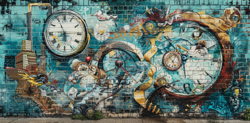 Fototapeta na wymiar Abstract Time Concept Graffiti Artwork 