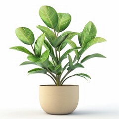 3D realistic zamioculcas plant in pot isolated on white background - obrazy, fototapety, plakaty