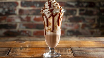 A decadent peanut butter chocolate milkshake, with creamy vanilla ice cream, peanut butter,...