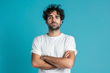 a man with his arms crossed - obrazy, fototapety, plakaty
