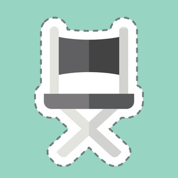Sticker line cut Director Chair. related to Entertainment symbol. simple design illustration