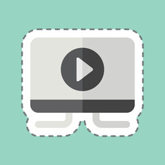 Sticker line cut Hd Tv. related to Entertainment symbol. simple design illustration