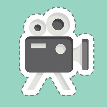 Sticker line cut Movie Camera. related to Entertainment symbol. simple design illustration
