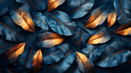Tropical leaf Wallpaper, Luxury nature leaves pattern design, Golden banana leaf line arts, Hand...