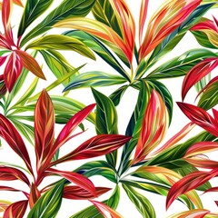 Botanical Seamless Pattern Hand Drawn, Watercolor Style, Background For Banner, HD
