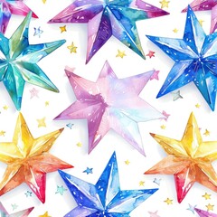 Elegant Star Pattern For Christmas, Watercolor Style, Background For Banner, HD