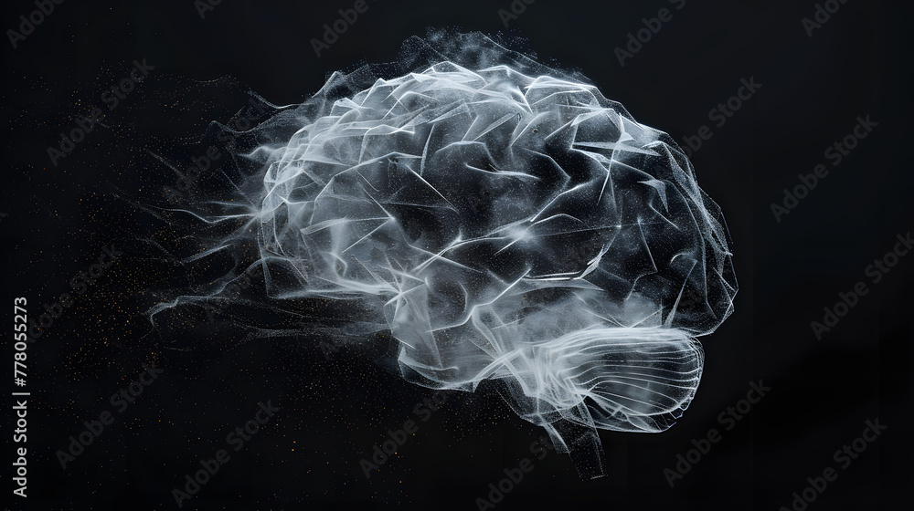 Poster abstract representation of a thinking brain formed by multi-dimentional data