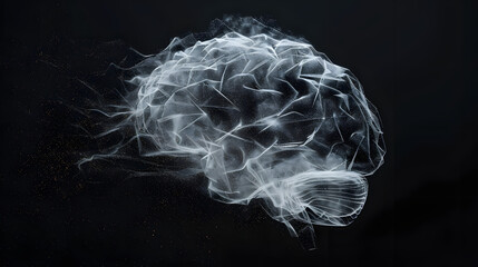abstract representation of a thinking brain formed by multi-dimentional data