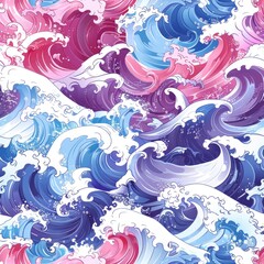 Seamless Waves Lines, Watercolor Style, Background For Banner, HD