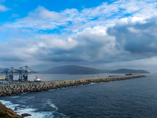 Obraz premium View of the outer port of Ferrol from Cape Prioriño. Galicia, Spain.