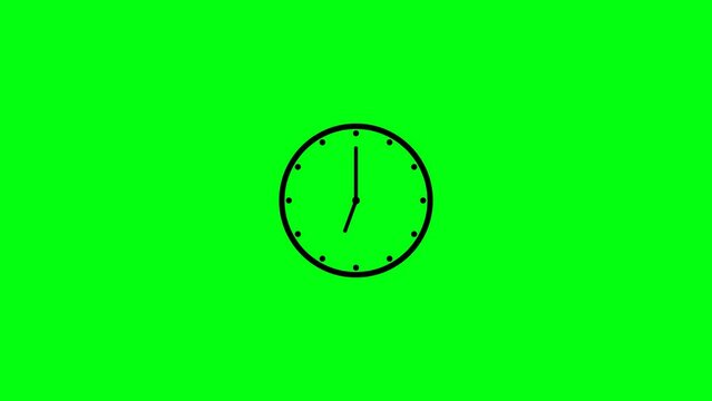 Clock Counting Down Fast Speed 12 Hours a Day black. Clock with moving arrows. Animation clock time lapse