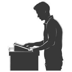 Silhouette Cashier in action full body black color only