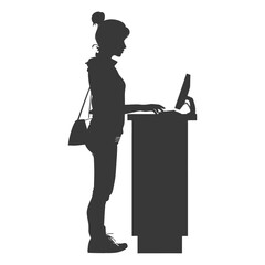 Silhouette Cashier in action full body black color only
