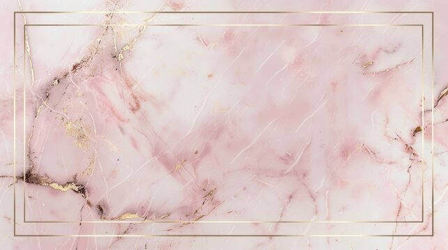  Luxury Light Pink Marble Background With Gold Fancy Frame Border
