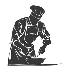 Silhouette Chef in action full body black color only