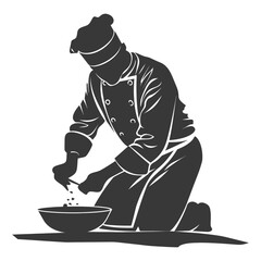 Silhouette Chef in action full body black color only