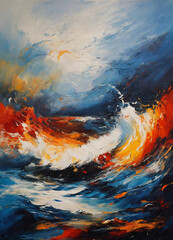 Canvas with Raging Elements: Storm at Sea