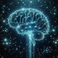 cerebro. concepto de inteligencia artificial. neon - obrazy, fototapety, plakaty