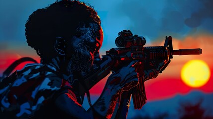 Fototapeta premium Freedom fighter weapon
