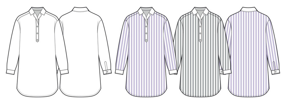 Women tunic shirt dress design with stripes