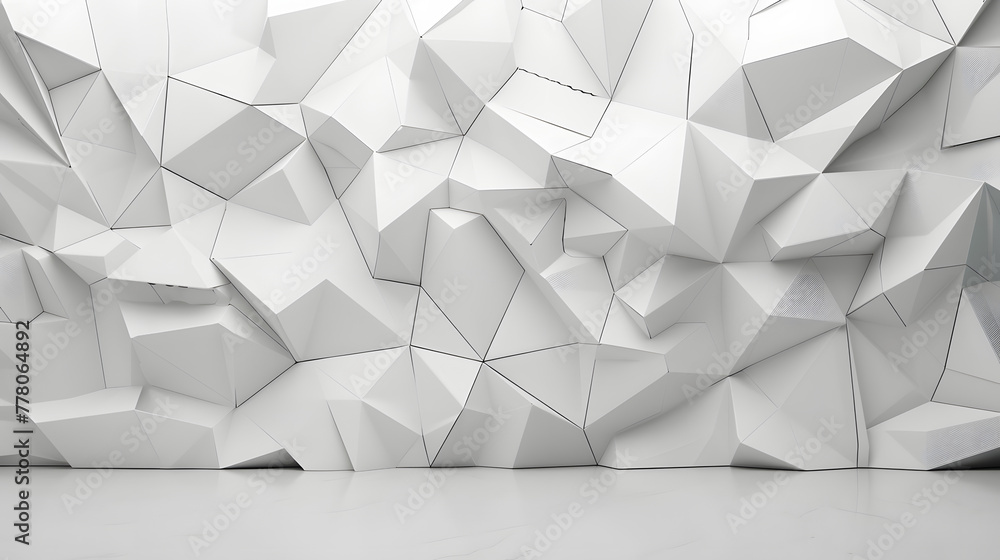 Poster 3d render of white polygonal background with copy space