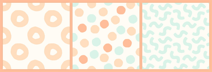 Abstract shapes seamless pattern set in a muted pastel color palette.