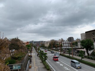 Fototapeta premium 西郷隆盛像前の道路の風景