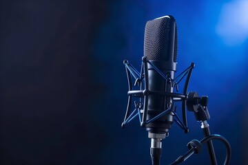 Recording studio microphone: professional, modern, handheld. Generative Ai