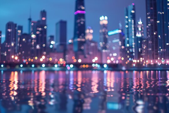 Sharpened blur of nightlife background in the skyline. Generative Ai