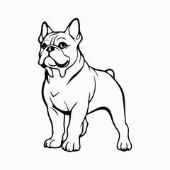 Bulldog Dog breed vector image Isolated black silhouette on white background Cute line art illustration 
