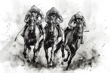 Horse racing illustrations drawing background