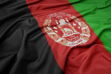 waving colorful national flag of afghanistan.