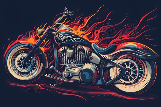 a motorcycle with flames on the top
