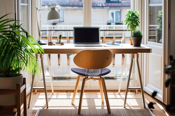 Minimalist Home Office Workspace with Sleek Design and Productive Ambiance