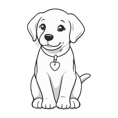 Labrador Dog breed vector image Isolated black silhouette on white background Cute line art illustration 
