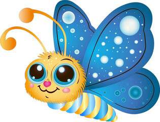 A playful, vibrant butterfly depicted in a colorful, child-friendly vector style, perfect for creative projects