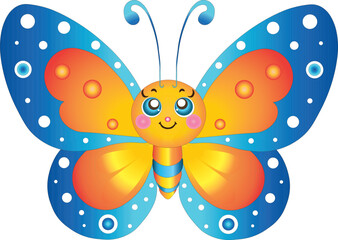 Bright, cheerful butterfly illustration in vector format, designed with kids in mind, radiating joy and color