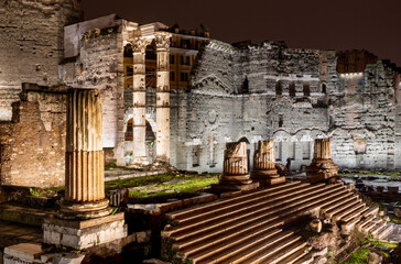 Rome - Forum of Augustus ruins at night