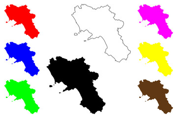 Campania (Autonomous region of Italy, Italian Republic) map vector illustration, scribble sketch Campania map